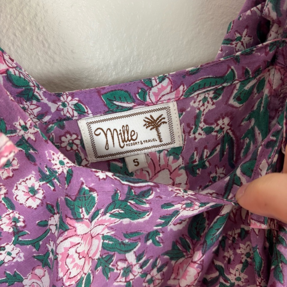 Mille Resort & Travel Ingred Mini Dress Women’s Sz Small In Purple Rose Vacation - Picture 4 of 8